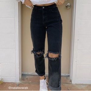 Black Ripped Mom Jeans